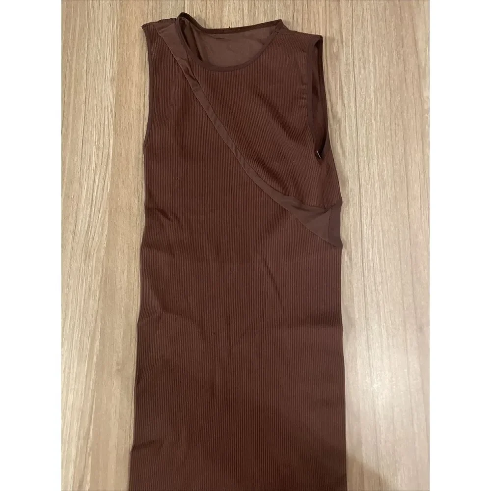 Free People Intimately Dress Size M/L Chocolate/Brown Fitted‎ Stretch NWOT